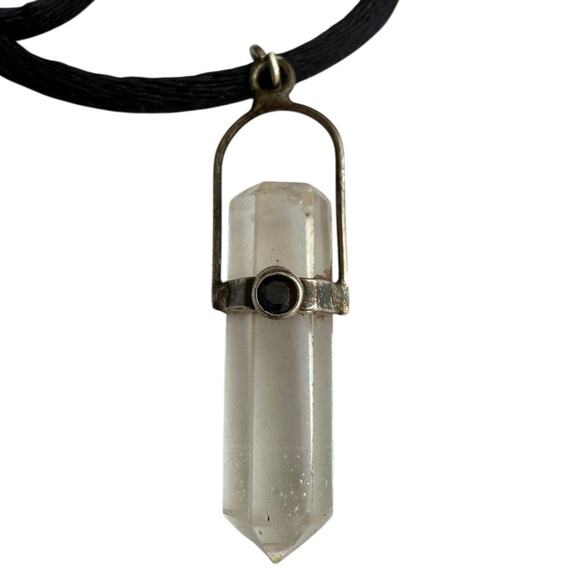 Sterling Silver & Natural Crystal Point Pendant Necklace - Picture 2 of 5